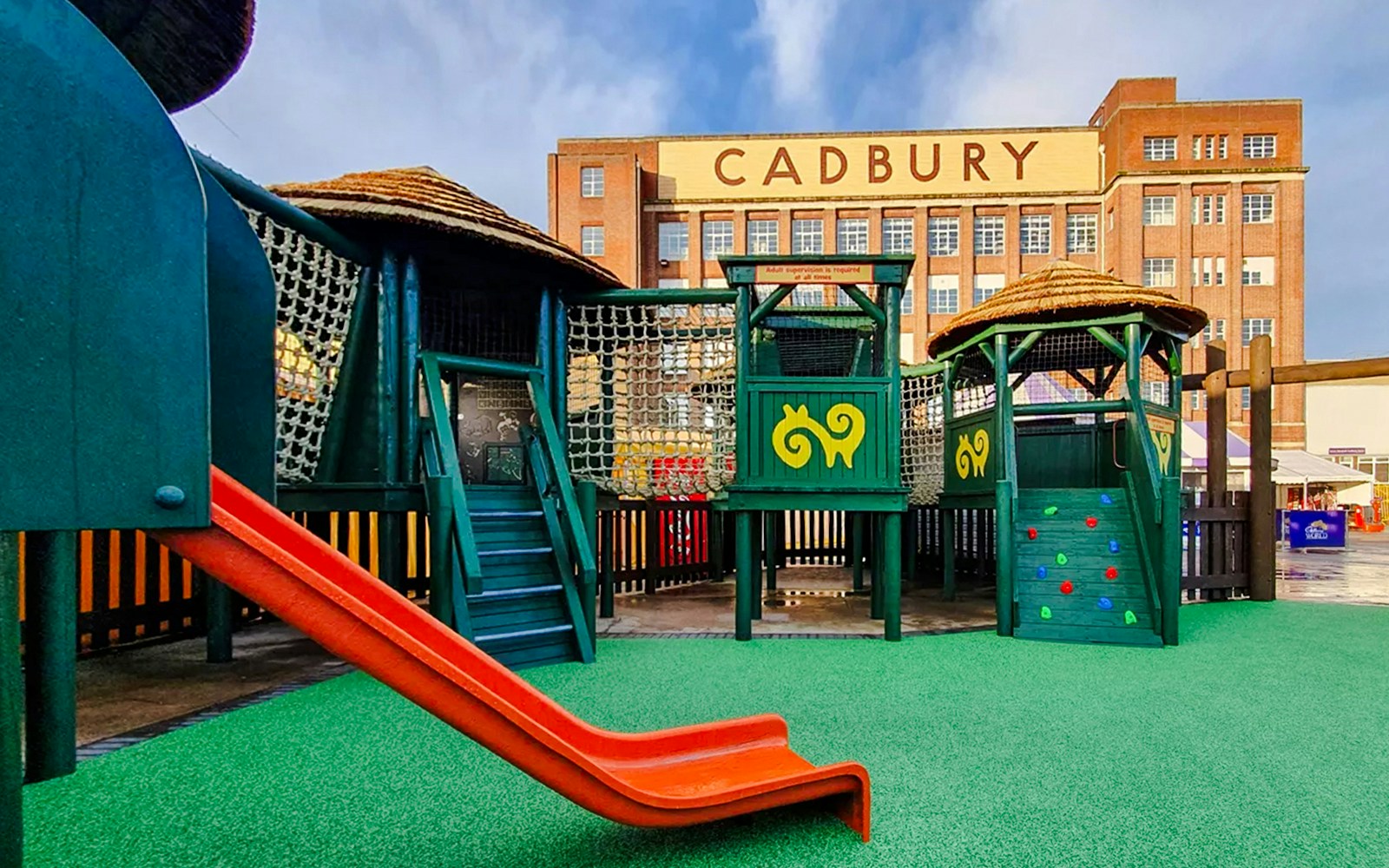 African Adventure Play Area with slide and climbing structures at Cadbury World.