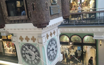 Clock tower inside Queen Victoria Building, Sydney, part of the self-guided ghost exploration game.