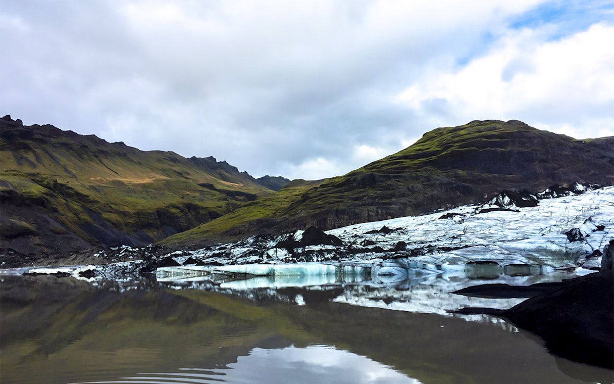 Glacier and lava fields in Southern Iceland's South Coast tour.