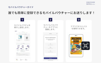 Guide to registering Discover Seoul Pass 72 hours on mobile app, steps in Japanese.