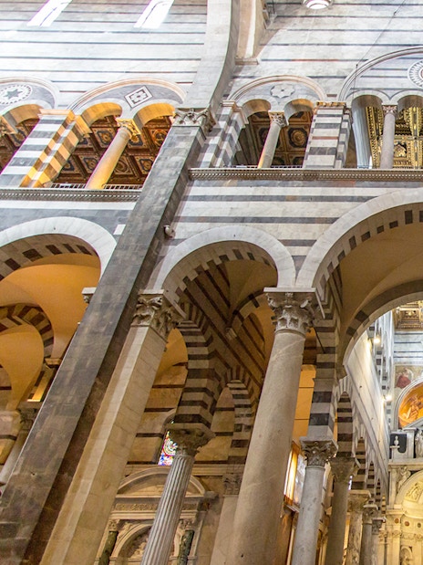 Pisa Cathedral interior arches and columns, Italy.