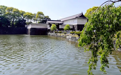 Imperial Palace moat and traditional architecture in Tokyo, Japan.