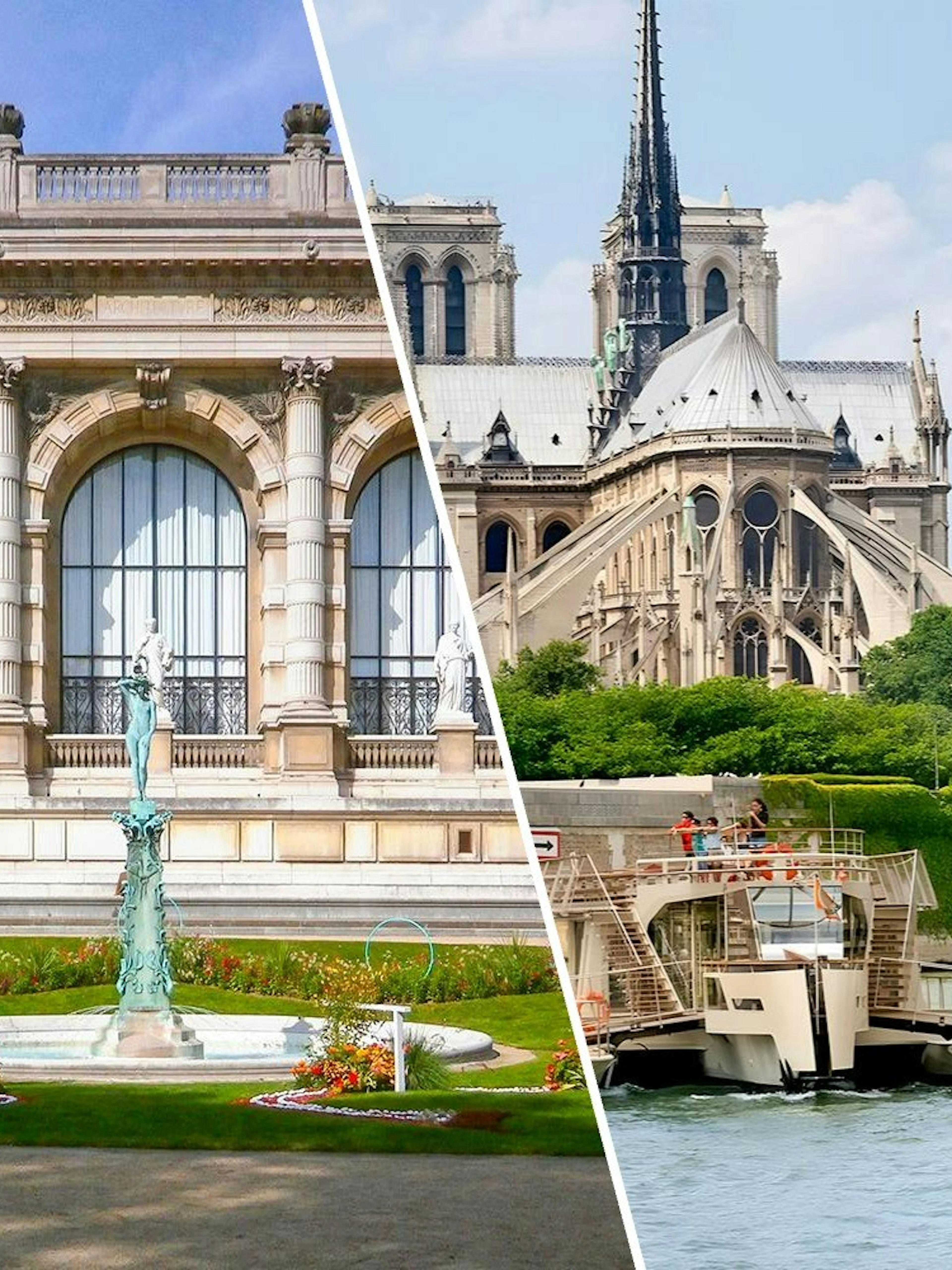 Palais Galliera facade with garden and fountain in Paris.