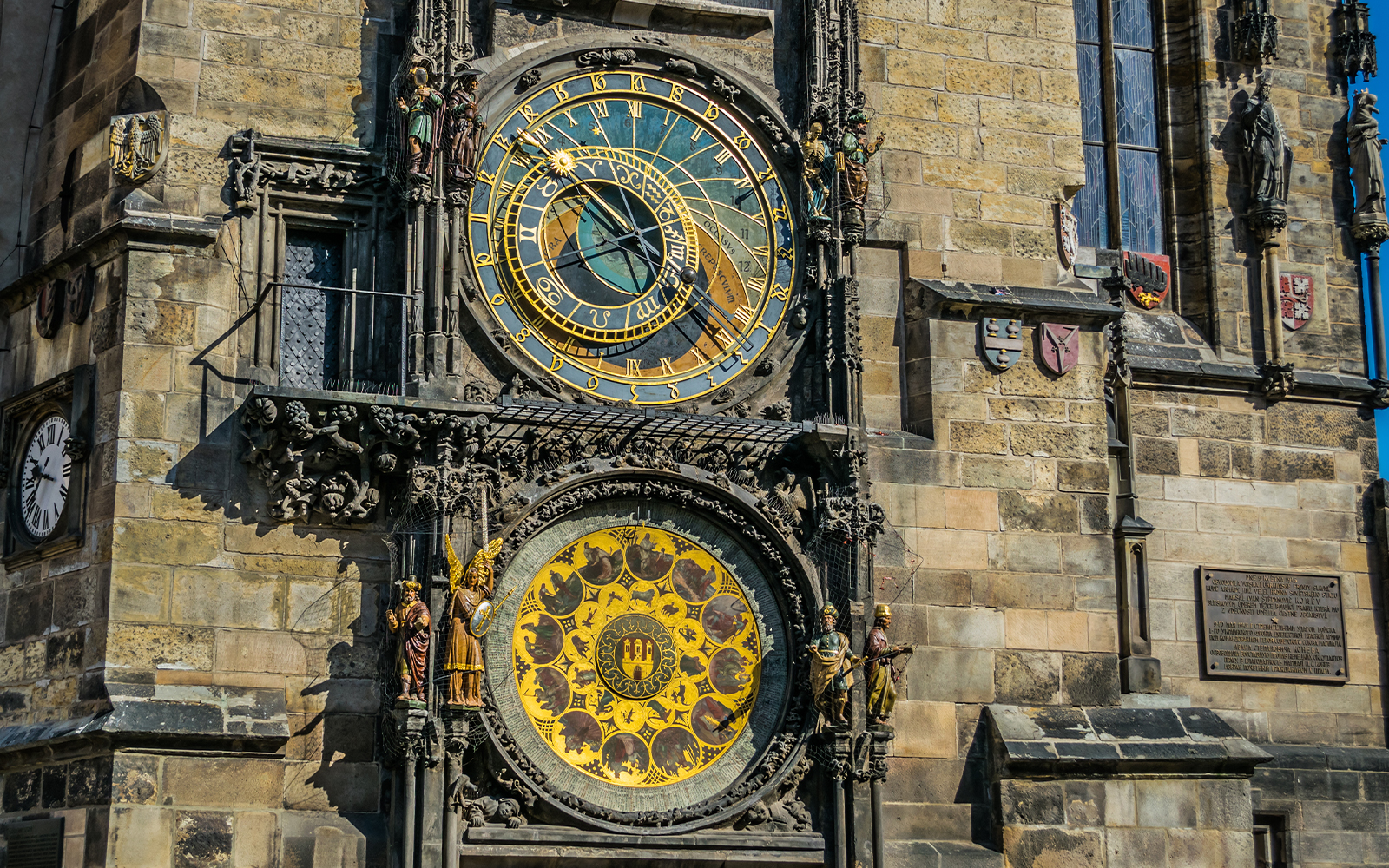 Astronomical Clock in Prague, Czech Republic, with intricate dials and figures.
