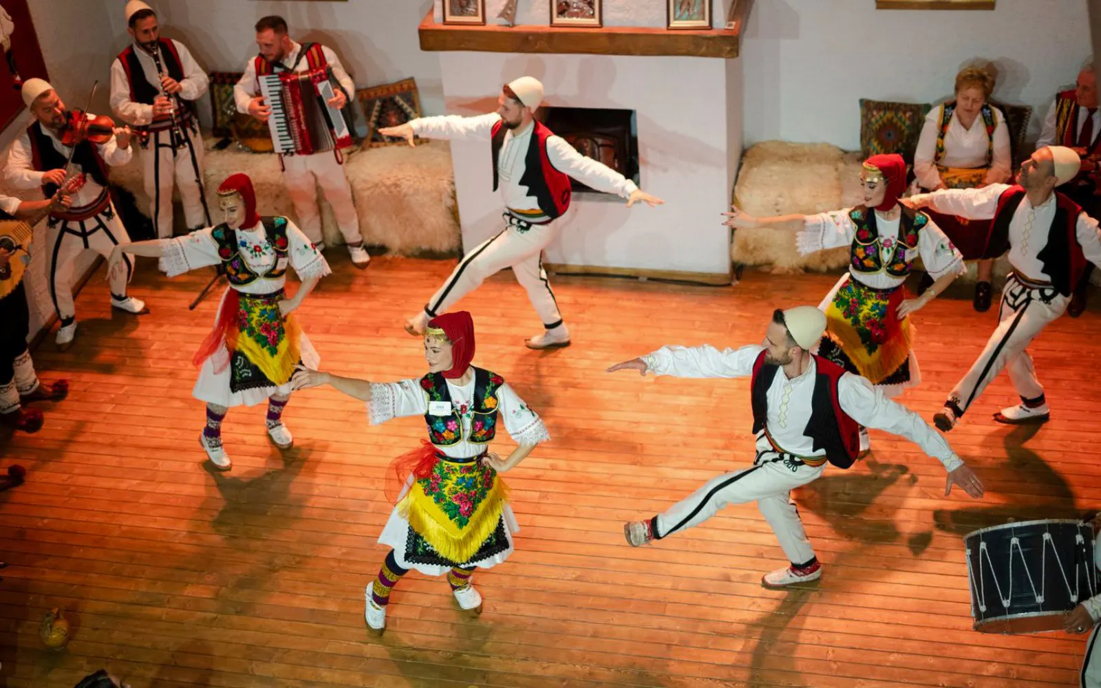Artists performing traditional dance during Albanian Night Cultural Dance & Music Experience.