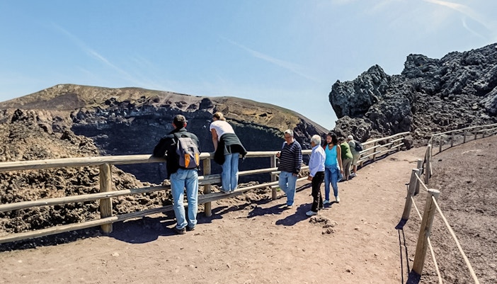 tourists on valley of hell hike, mount vesuvius