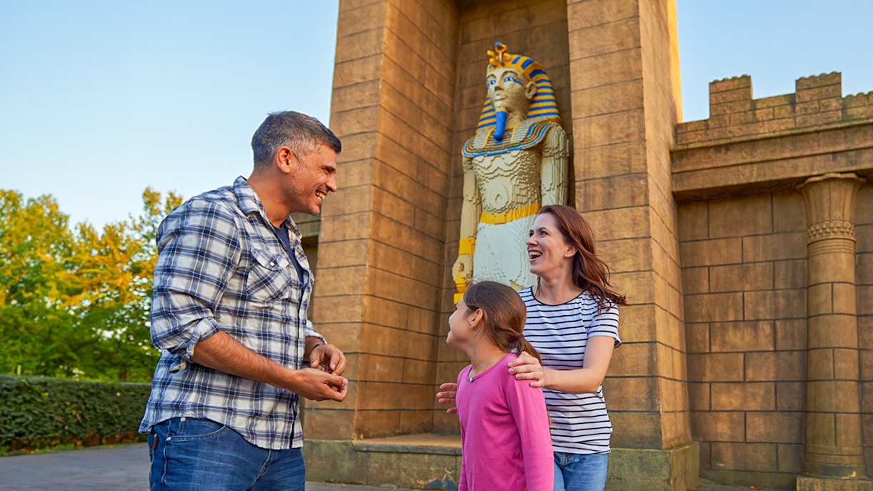 Family enjoying the Egyptian-themed area at LEGOLAND® Windsor Resort.