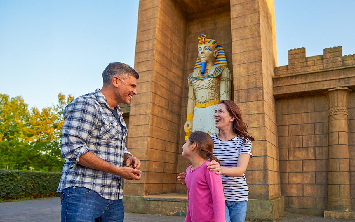 Family enjoying the Egyptian-themed area at LEGOLAND® Windsor Resort.
