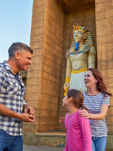 Family enjoying the Egyptian-themed area at LEGOLAND® Windsor Resort.