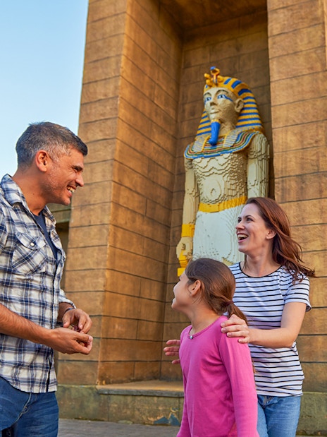 Family enjoying the Egyptian-themed area at LEGOLAND® Windsor Resort.