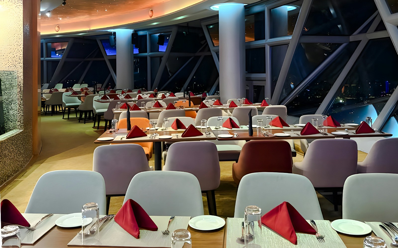 Skyline view from Orbit Revolving Restaurant in KL Tower, Kuala Lumpur Malaysia