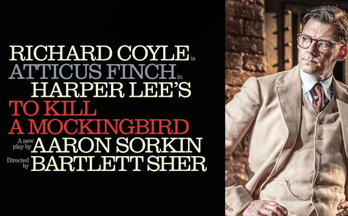 To Kill a Mockingbird West End show poster featuring actor in period costume.