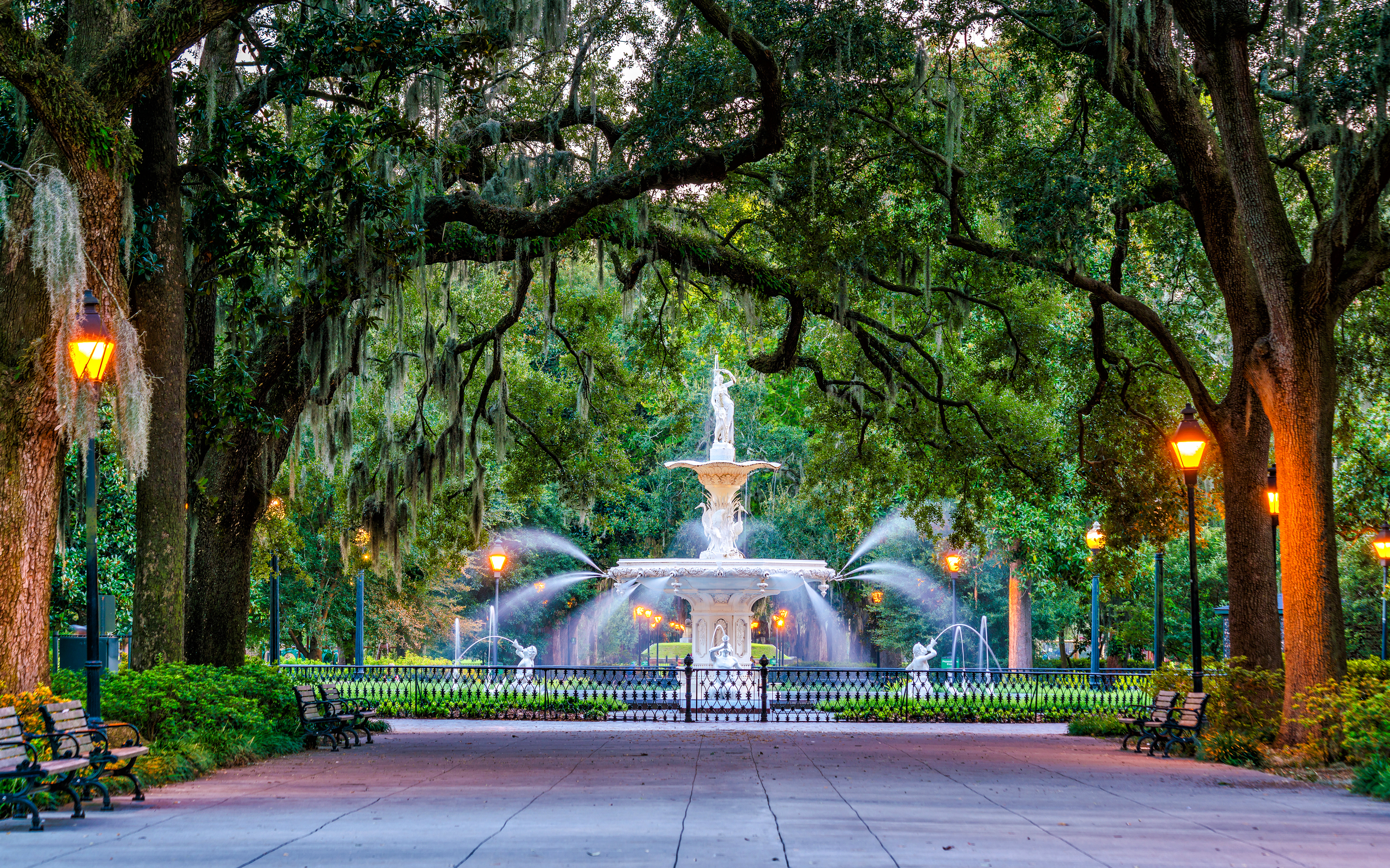 Historic Forsyth Fountain in Savannah, Georgia