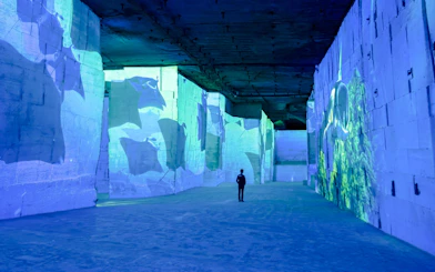 Ocean-themed projections at Carrières des Lumières Immersive Experience, France.