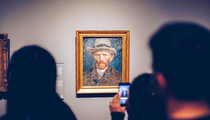 Van Gogh self-portrait displayed at Van Gogh Museum, Amsterdam.
