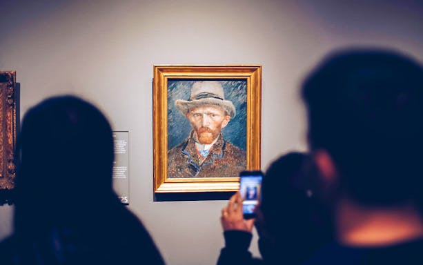 Van Gogh self-portrait displayed at Van Gogh Museum, Amsterdam.
