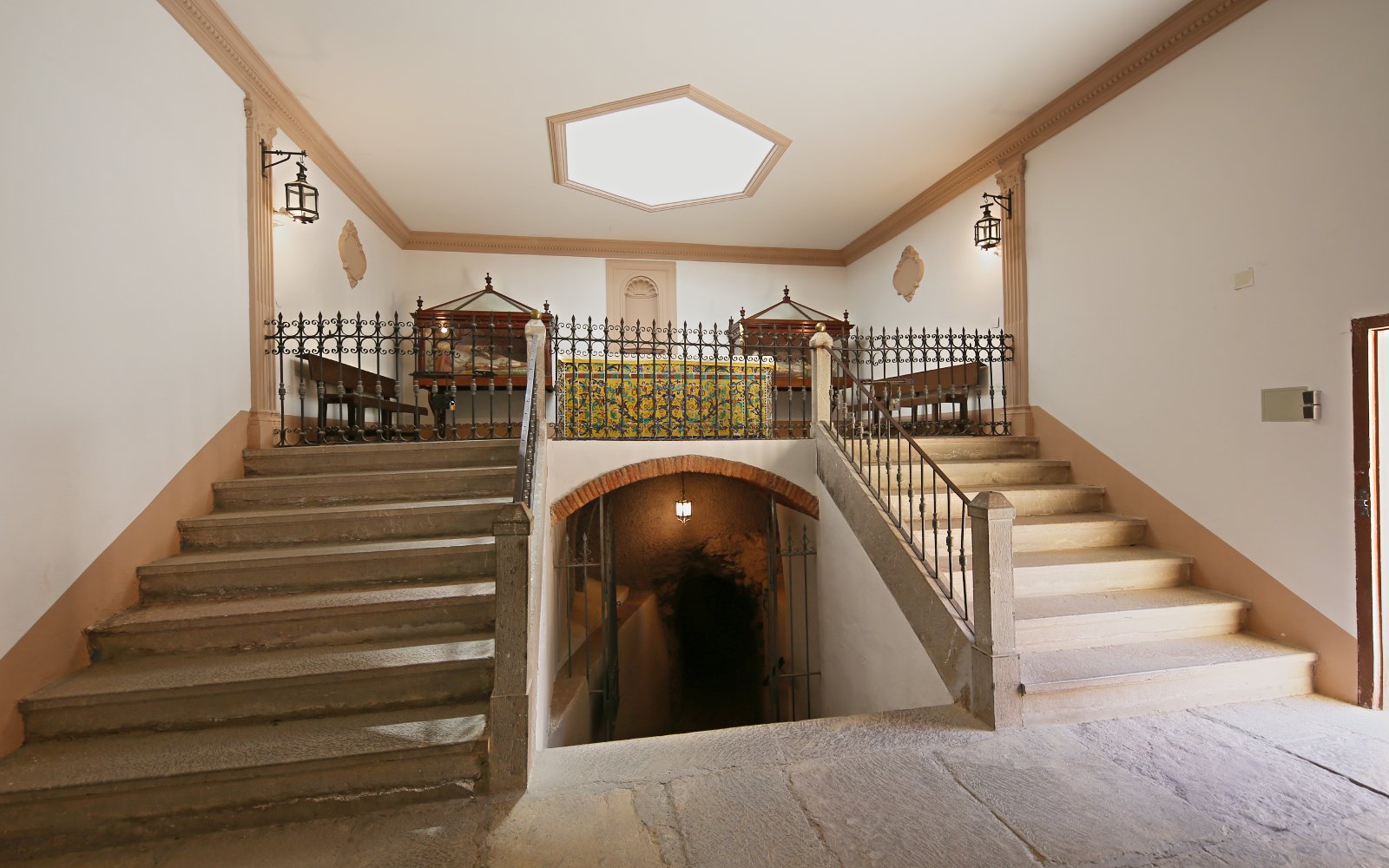 Staircase leading to Holy Caves at Sacromonte Abbey, Granada, Andalusia, Spain.