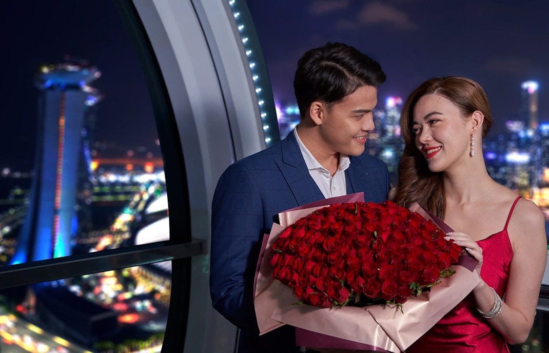 Couple celebrate Valentines Day at the Singapore Flyer Sky Dining Experience