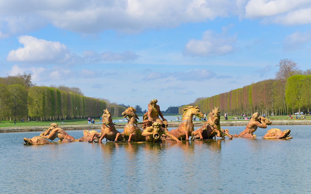 Fountain of Horses sculpture in Versailles Palace gardens, France.