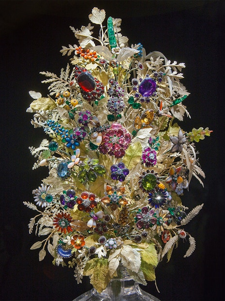 Gemstone bouquet display at Natural History Museum, Vienna.