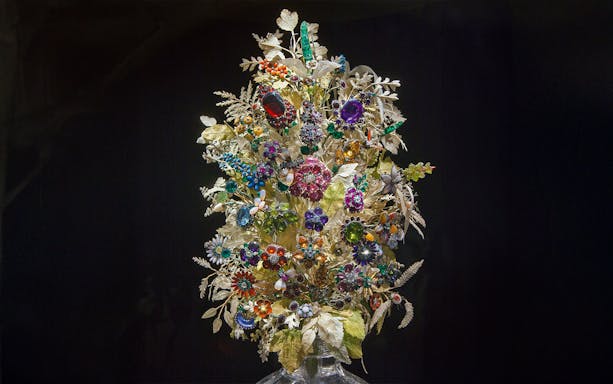 Gemstone bouquet display at Natural History Museum, Vienna.