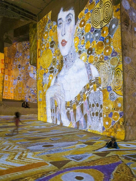 Frida Kahlo artwork projected in Carrières des Lumières, Paris exhibition.