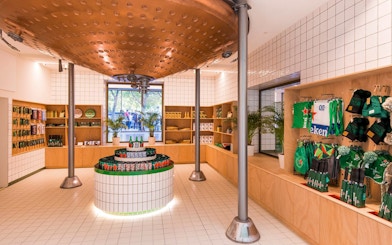 Heineken Store interior with merchandise display and branded items.