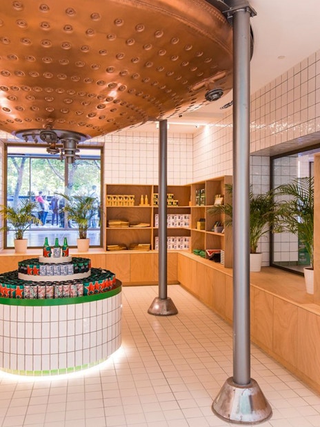 Heineken Store interior with merchandise display and branded items.
