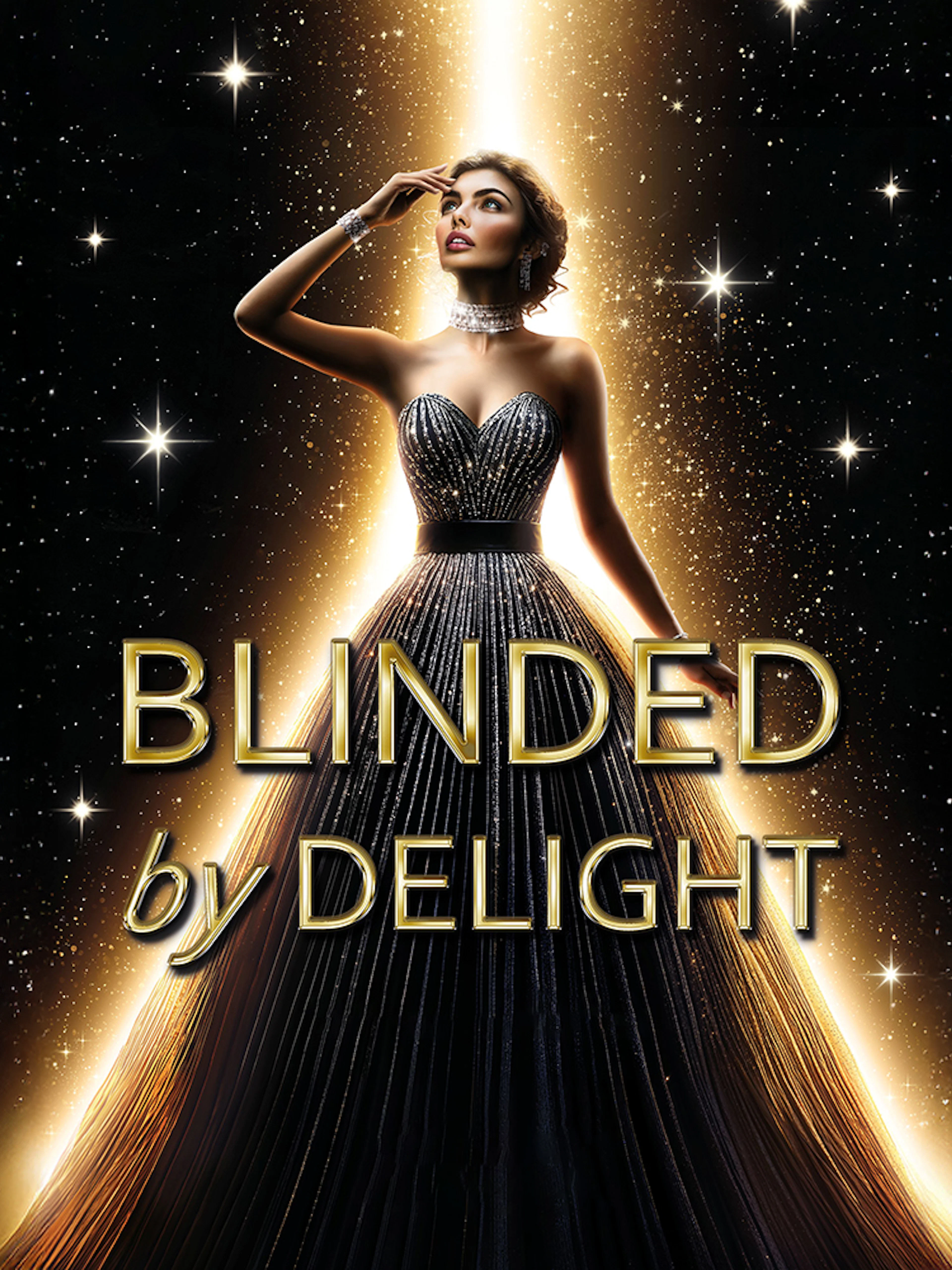 Performer in elegant gown under spotlight for BLINDED by DELIGHT Grand Show Berlin.