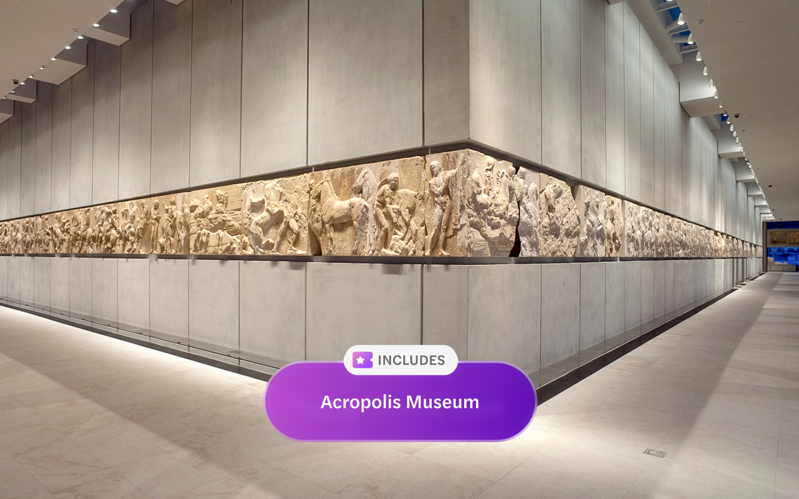 Frieze sculptures inside Acropolis Museum, Athens.