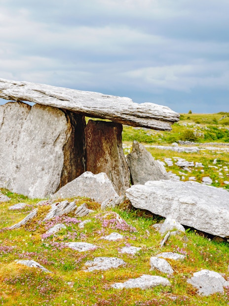 Ancient stone dolmen at Burren National Park, Ireland.