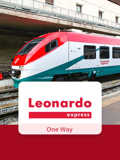 Leonardo Express train at Rome station platform.