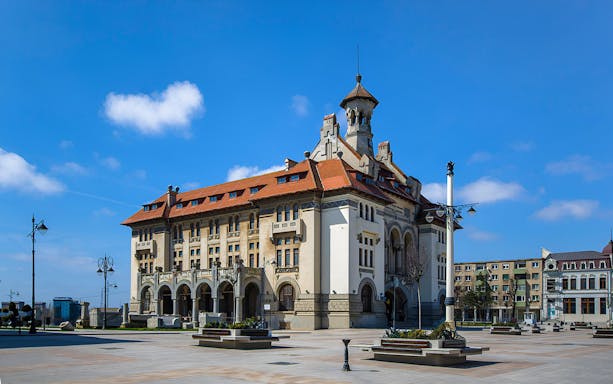 Constanta City Hall in Romania, part of a walking tour and boat trip on the Black Sea.