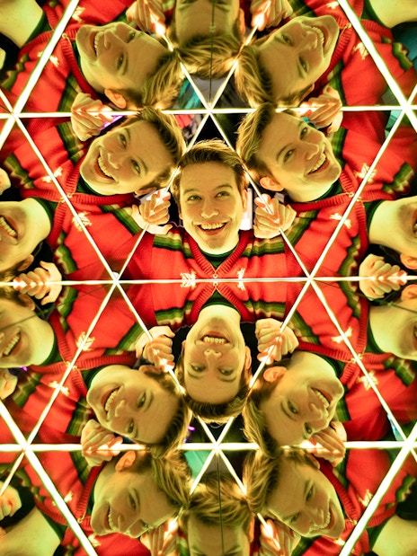 Kaleidoscopic reflections in the Kaleido Tunnel at Camera Obscura & World of Illusions, Edinburgh.