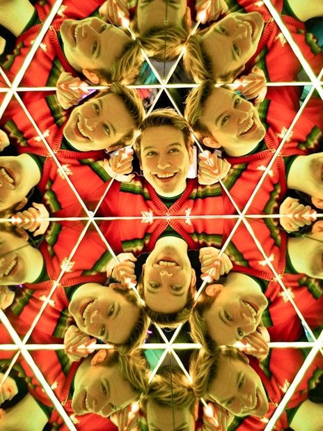 Kaleidoscopic reflections in the Kaleido Tunnel at Camera Obscura & World of Illusions, Edinburgh.