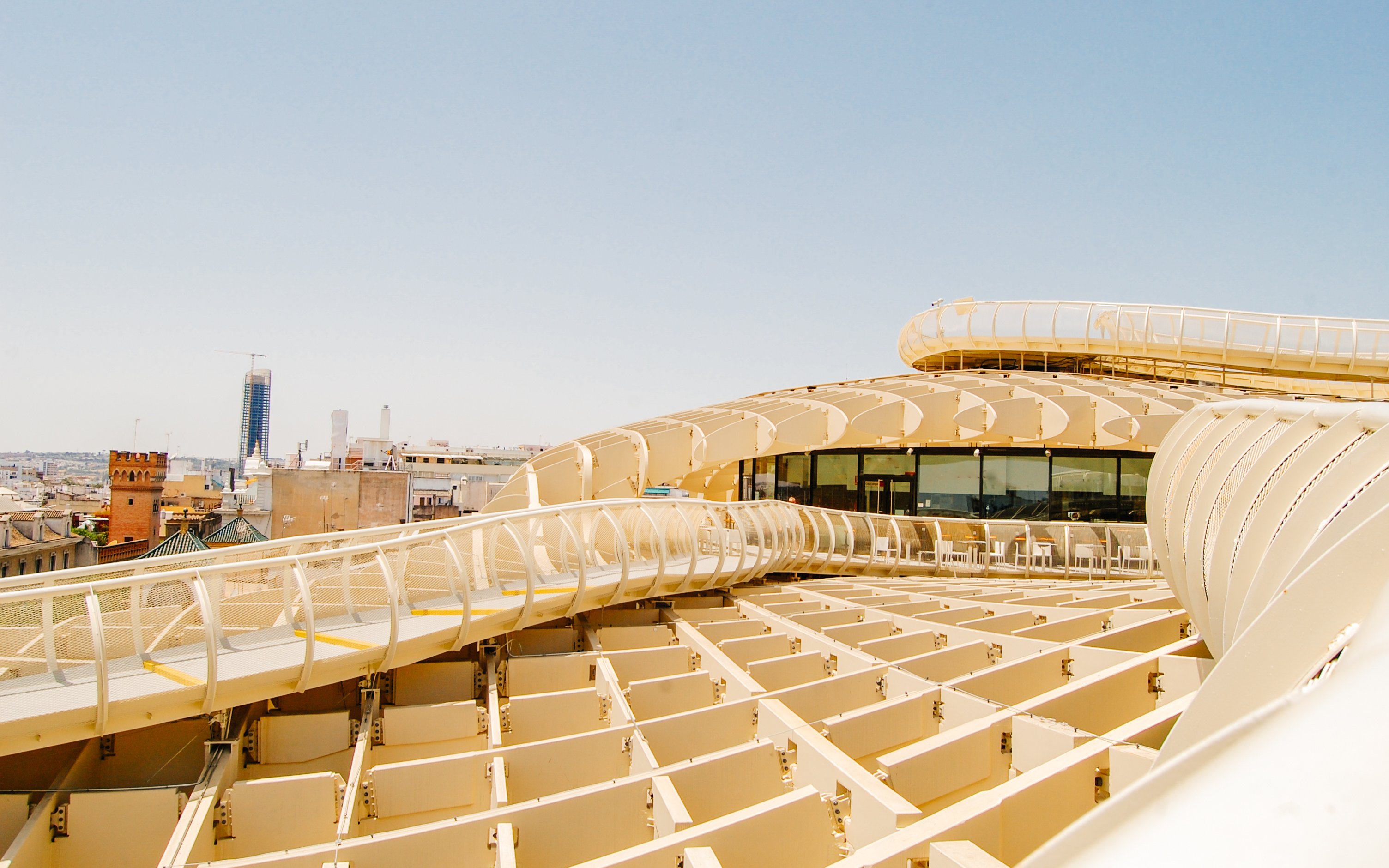 Setas de Sevilla viewing deck with cityscape in the background.