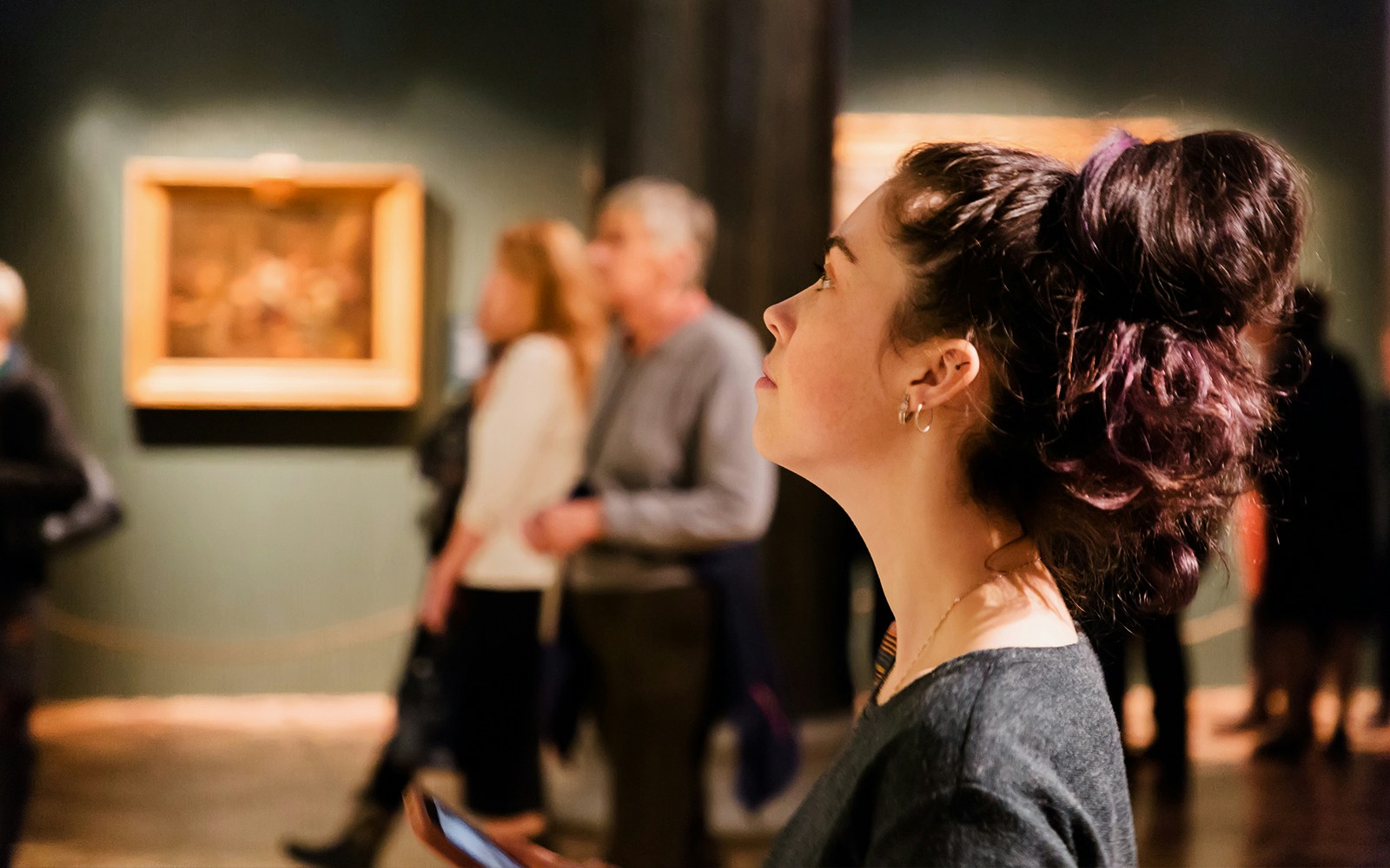 Person observing artwork in a Barcelona museum.