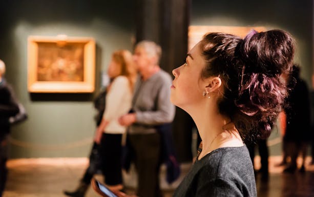 Person observing artwork in a Barcelona museum.
