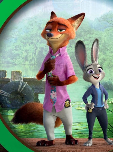 Animated characters in a forest setting, Zootopia 2 activities at Mandai Wildlife Reserve