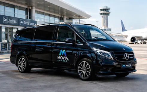 Private transfer van at Kayseri Airport for Cappadocia hotel transport.
