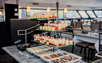 Dessert display on the Signature Bottomless Mimosa Brunch Cruise in Washington DC.
