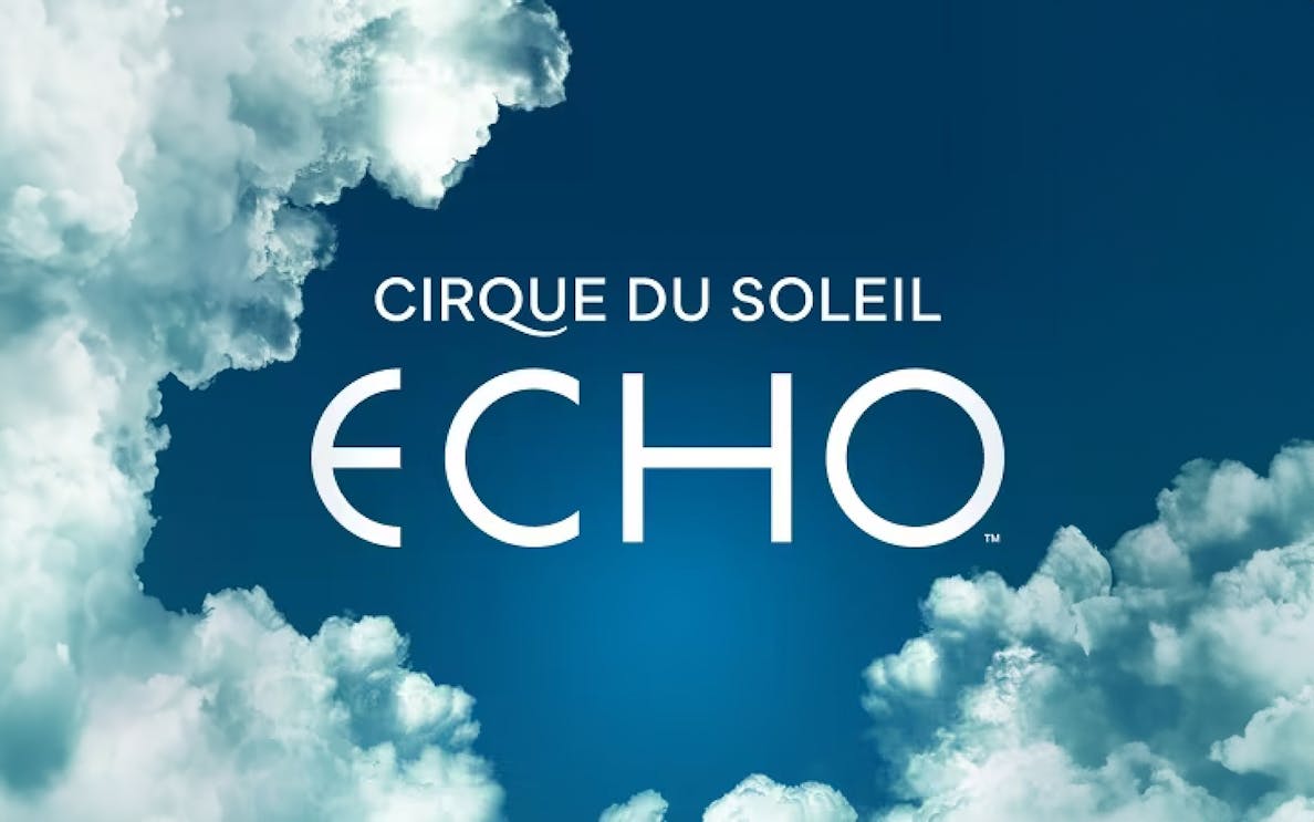 Cirque du Soleil ECHO logo with clouds in the background.