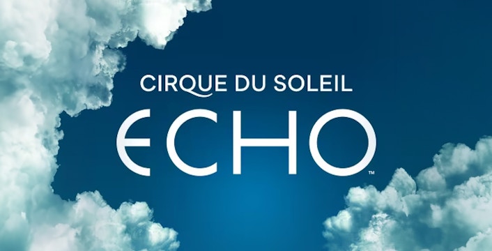 Cirque du Soleil ECHO logo with clouds in the background.