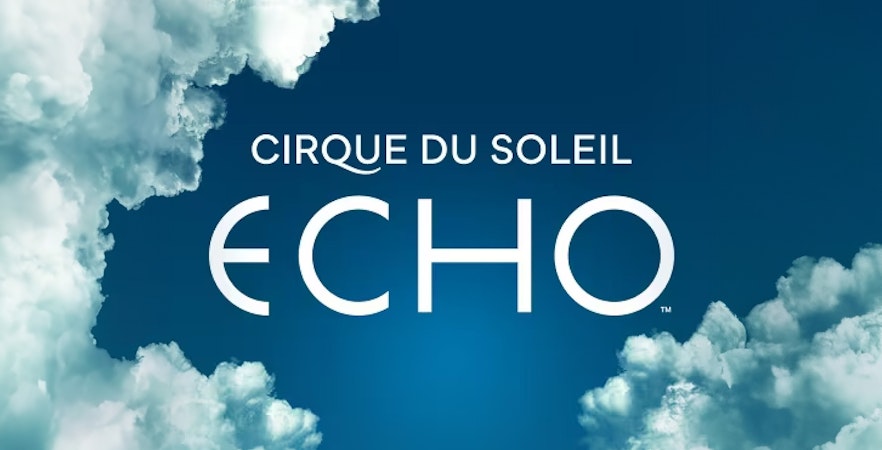 Cirque du Soleil ECHO logo with clouds in the background.