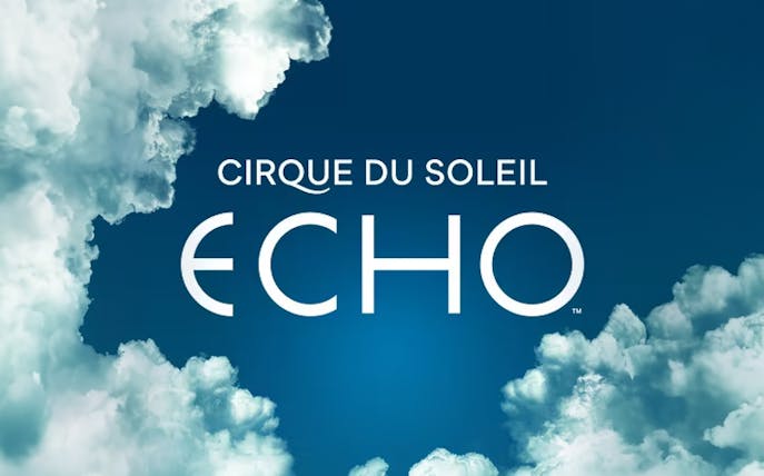 Cirque du Soleil ECHO logo with clouds in the background.