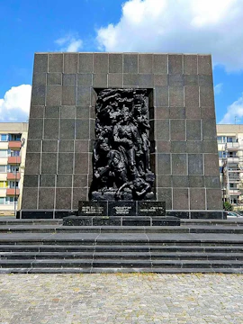 Monument commemorating Jewish heritage in Warsaw, Poland.