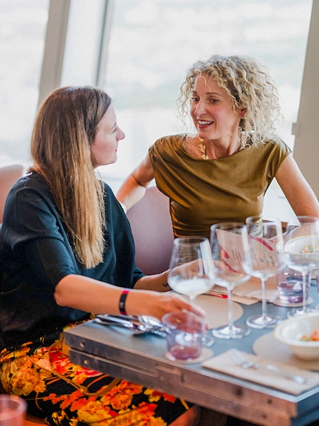Guests dining at the Berlin TV Tower restaurant.