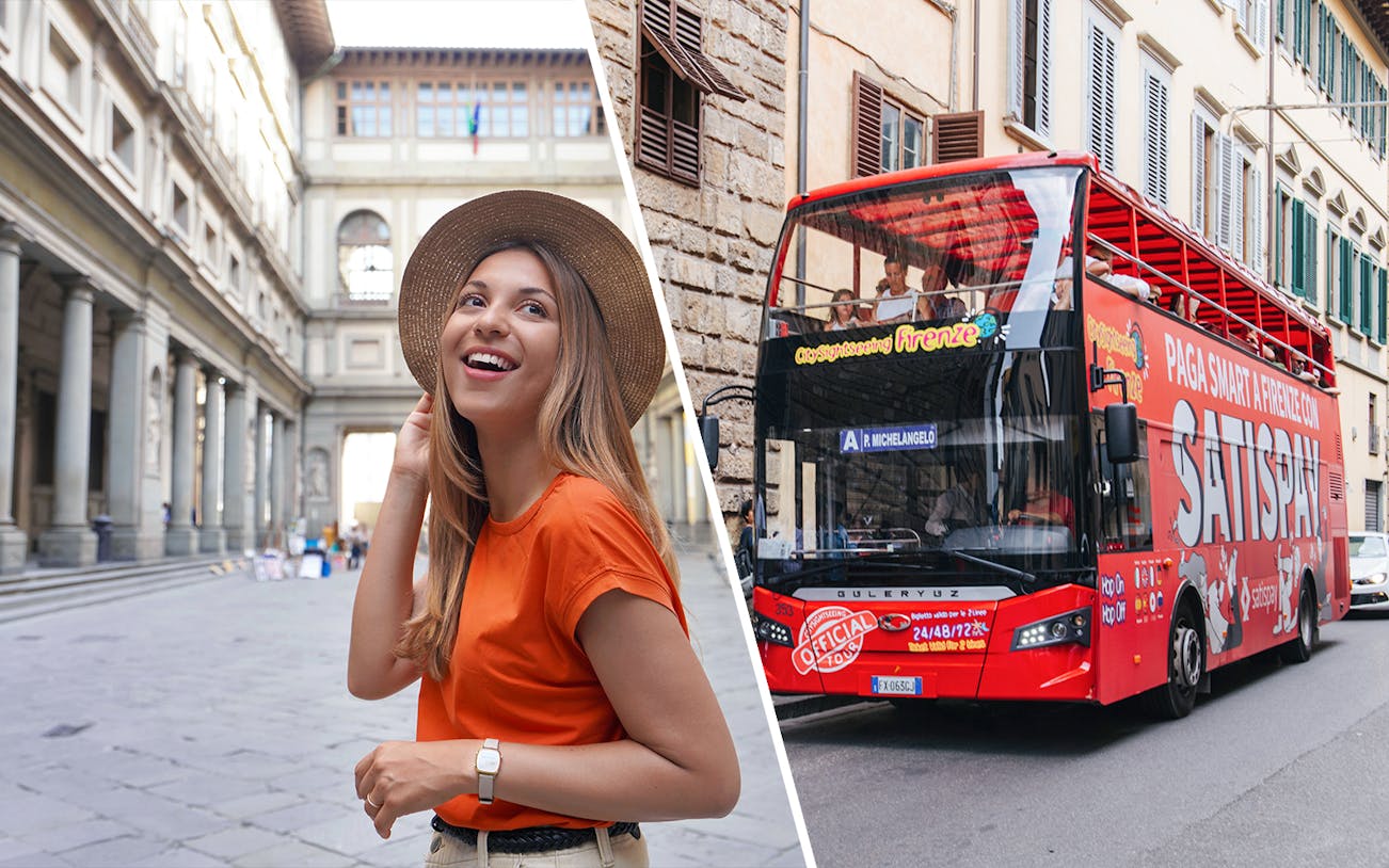 Uffizi Gallery visitor and Florence hop-on hop-off bus.