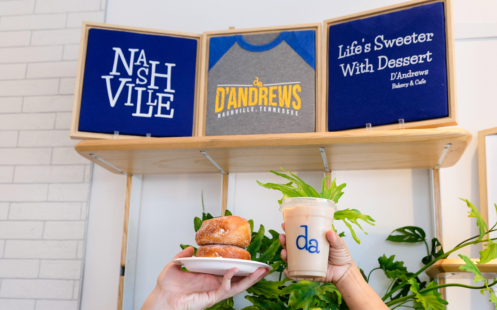 Donuts and drink at D'Andrews Bakery in Nashville, Tennessee.