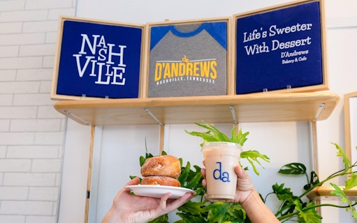 Donuts and drink at D'Andrews Bakery in Nashville, Tennessee.